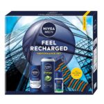 Men Feel Recharged zestaw nawilżający krem do twarzy 75ml + żel pod prysznic 3w1 250ml + antyperspirant roll-on 50ml
